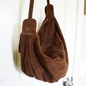 World Market Warm Brown Suede Boho Crossbody Bag